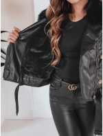 Dámská kožená bunda s kožešinou černá FashionStreet TY5209