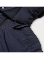 Tmavě modrá dámská prošívaná bunda s opaskem pro přechodné období (23060-1)