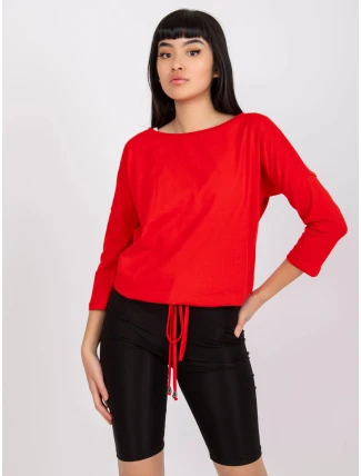 Červená volná dámská halenka se zavazováním na spodním okraji (4691)