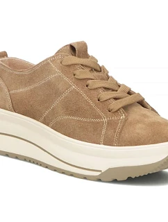 Bežové kožené tenisky na platformě Filippo DP7959 – dámské