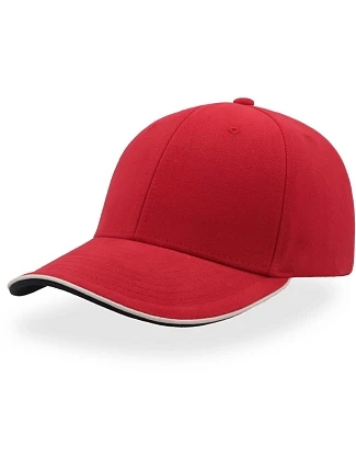 Atlantis Headwear Pilot Piping Sandwich 6 panelová broušená sandwich kšiltovka 33.0502 red/white