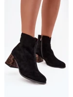 Kožené semišové dámské kotníky na podpatku Maciejka K7202-01 Černé