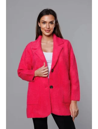 Krátký vlněný přehoz přes oblečení typu alpaka ve fuchsijové barvě (7108-1)