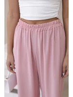 Kalhoty se širokými nohavicemi pudrově růžová