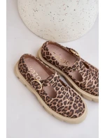 Semišové Polobotky S Přezkou V Panteře Zazoo 20183 Hnědé