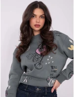 Mikina D10608BC02804A khaki barva Mikina D10608BC02804A khaki barva