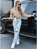 Dámská krátká zimní bunda s kapucí béžová FashionStreet TY5471