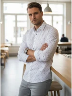 Pánská bílá vzorovaná košile slim fit FashionStreet DX2700