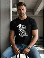 Pánské tričko s potiskem černé FashionStreet NX049R