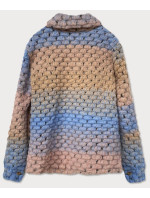 Světle modro-béžová dámská košilová bunda s límcem (2453)
