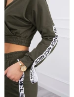 Sada s ozdobnými khaki stuhami