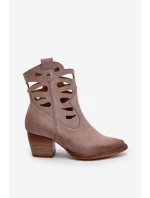 Kožené boty s výstřihy Maciejka 06412-04 Beige