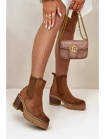 Dámské Zateplené Botky Na Podpatku Eko Semišové Hnědé Irissinae Dámské Zateplené Botky Na Podpatku Eko Semišové Hnědé Irissinae