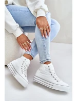 Zateplené dámské tenisky na platformě OO274A473 bílé