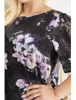 Dámské šaty SC331 černé s květy - Karko