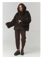 Bunda s kapucí model 220799 Makadamia Bunda s kapucí model 220799 Makadamia