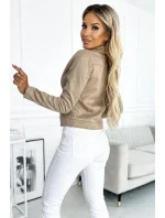 481-1 Semišová RAMONESKA s dlouhými rukávy a zipy - BEACH