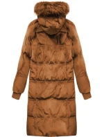 Dámská zimní manšestrová bunda v karamelové barvě s kapucí (7763) Dámská zimní manšestrová bunda v karamelové barvě s kapucí (7763)