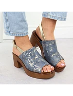 Dámské sandály na jehlovém podpatku denim gold M.Daszynski MR23126-7