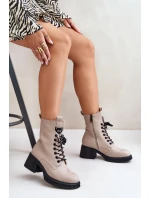 Zateplené dámské botky z přírodní kůže Béžové Vinceza 66671