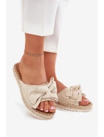 Dámské Pantofle Na Platformě S Pletením A Mašlí Béžové Alpireda