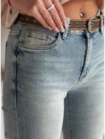 Dámské džínové zvonové kalhoty s páskem FAREVIS modré FashionStreet UY2483