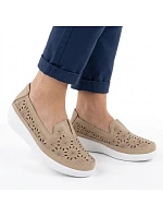 Dámská pohodlná kožená prolamovaná obuv béžová Evento 6849