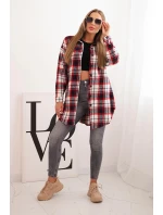 Dámská flanelová košile s dlouhým rukávem v károvaném vzoru červená