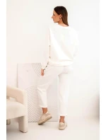 Dámský komplet z viskózy s mikinou a kalhotami ecru masełkowy