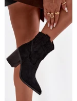 Dámské kožené boty na podpatku v stylu kovbojky černé Jessa
