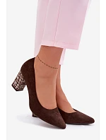 Lodičky z eko semiše na ozdobném sloupku Sergio Leone PB414 Hnědé