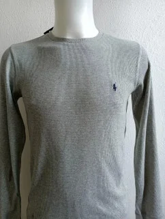 Pánské tričko dlouhým rukávem 714687799003 šedé - Ralph Lauren