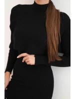 Dámský komplet viskózový blůza s šaty černý