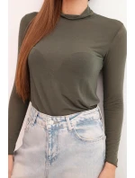 Dámská svetr z kašmíru s jemným rolákem a dlouhým rukávem, khaki