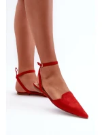 Šněrovací baletky z ekokoženky se špičatou špičkou červené Ellesara