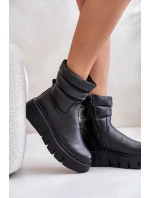 Zazoo 60512 Dámské Kožené Boty na Zip S Teplou Filcovou Podšívkou Černé