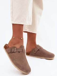 Dámské pantofle Chodaki Z Přírodního Semiše Vinceza 101332 Tmavě Béžové