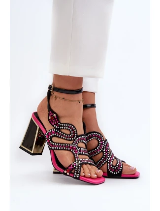 Zdobené dámské sandály na vysokém podpatku D&A Black Zdobené dámské sandály na vysokém podpatku D&A Black