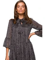 Dámské šaty S237 mode 1 Černá s bílou - Stylove Dámské šaty S237 mode 1 Černá s bílou - Stylove