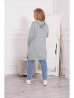 Dvoubarevná pelerína s kapucí 21679 mint+šedá - Kesi Dvoubarevná pelerína s kapucí 21679 mint+šedá - Kesi