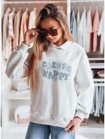 Dámská oversize mikina s potiskem HAPIRES šedá FashionStreet BY1485