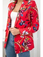 Bavlněná bunda s potiskem a knoflíkem malina Bavlněná bunda s potiskem a knoflíkem malina