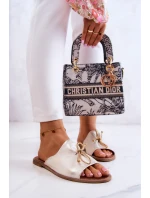 Kožené Dámské pantofle Nicole 2659/004 Bílý a zlatá