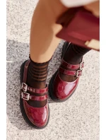 Dámské Polobotky S Pásky Lakované Burgundské Terione