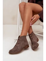 Semišové Boty Na Plochém Podpatku Tmavě Béžové Zazoo Semišové Boty Na Plochém Podpatku Tmavě Béžové Zazoo