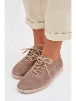 Dámské polobotky z přírodního semiše S.Barski LR61-7080 tmavě béžové