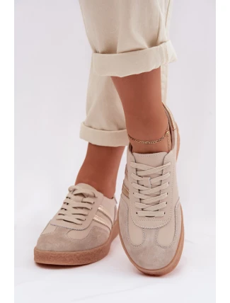 Kožené Dámské Tenisky LR61-7059 Béžové