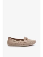 Dámské prolamované mokasíny s ozdobou, béžová Kaydance