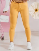 CLARET dámské džínové kalhoty s páskem žluté FashionStreet UY2454