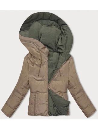 Béžovo-khaki oboustranná krátká bunda s kapucí (B8181-101011) Béžovo-khaki oboustranná krátká bunda s kapucí (B8181-101011)